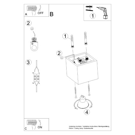 Ceiling lamp QUAD 1 grey