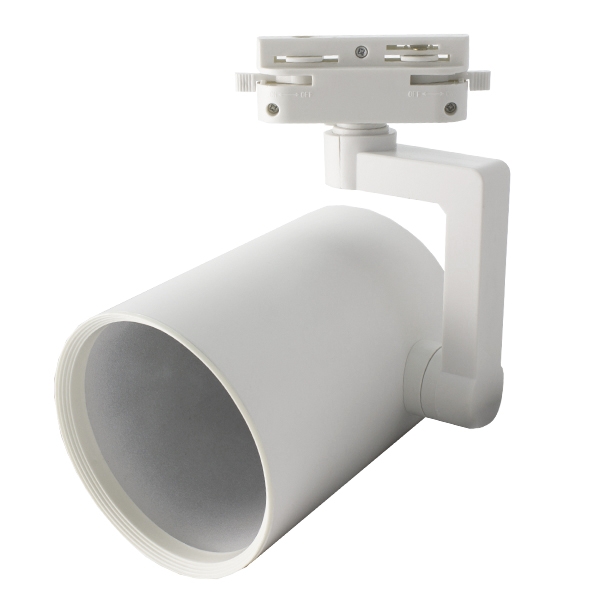 Cylindrical Rail Spotlight - White, E27 Lamps