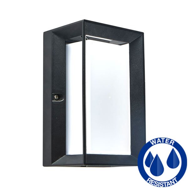 LED E27 square black wall lamp IP54
