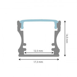 Perfil rectangular aluminio tira led 17,5 x 14,5 x 2000mm