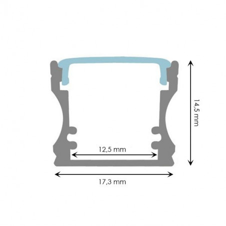 Perfil rectangular aluminio tira led 17,5 x 14,5 x 2000mm