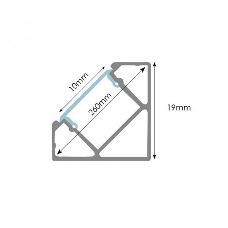 Perfil angular aluminio tira led Negro 2 m